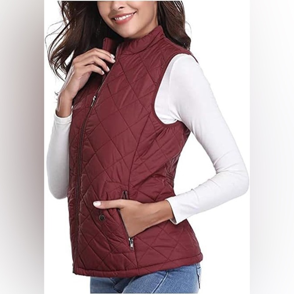 OLDNAVY | Burgundy Quilt Puff Vest Women’s Small Red